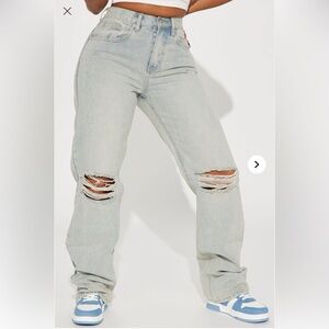 Far Away Tinted Non Stretch Straight
Leg Jeans - Light Wash